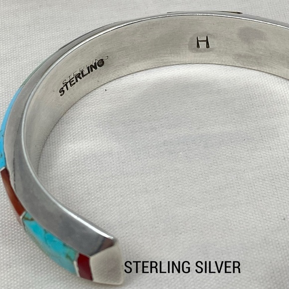 SIGNED-Cecil Henry Navajo Multistone Sterling Silver Cuff Bracelet - Picture 10 of 12